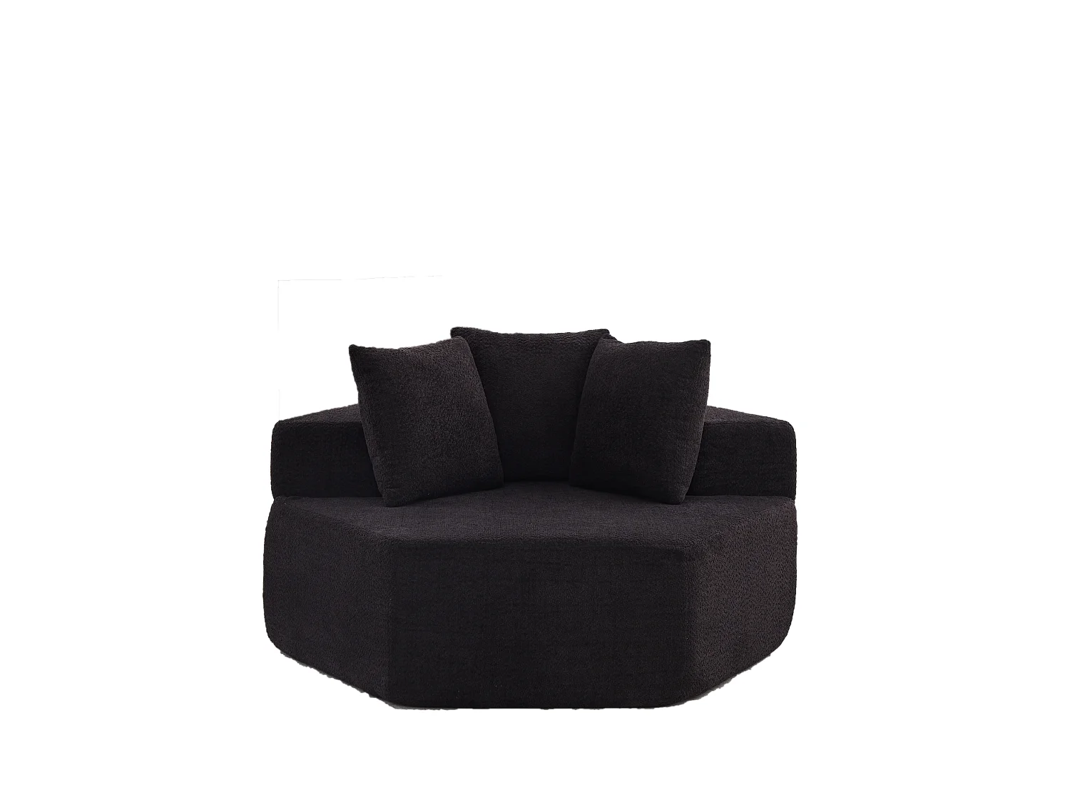 Fauteuil simple hexagonaux en chenille avec coussins - Noir