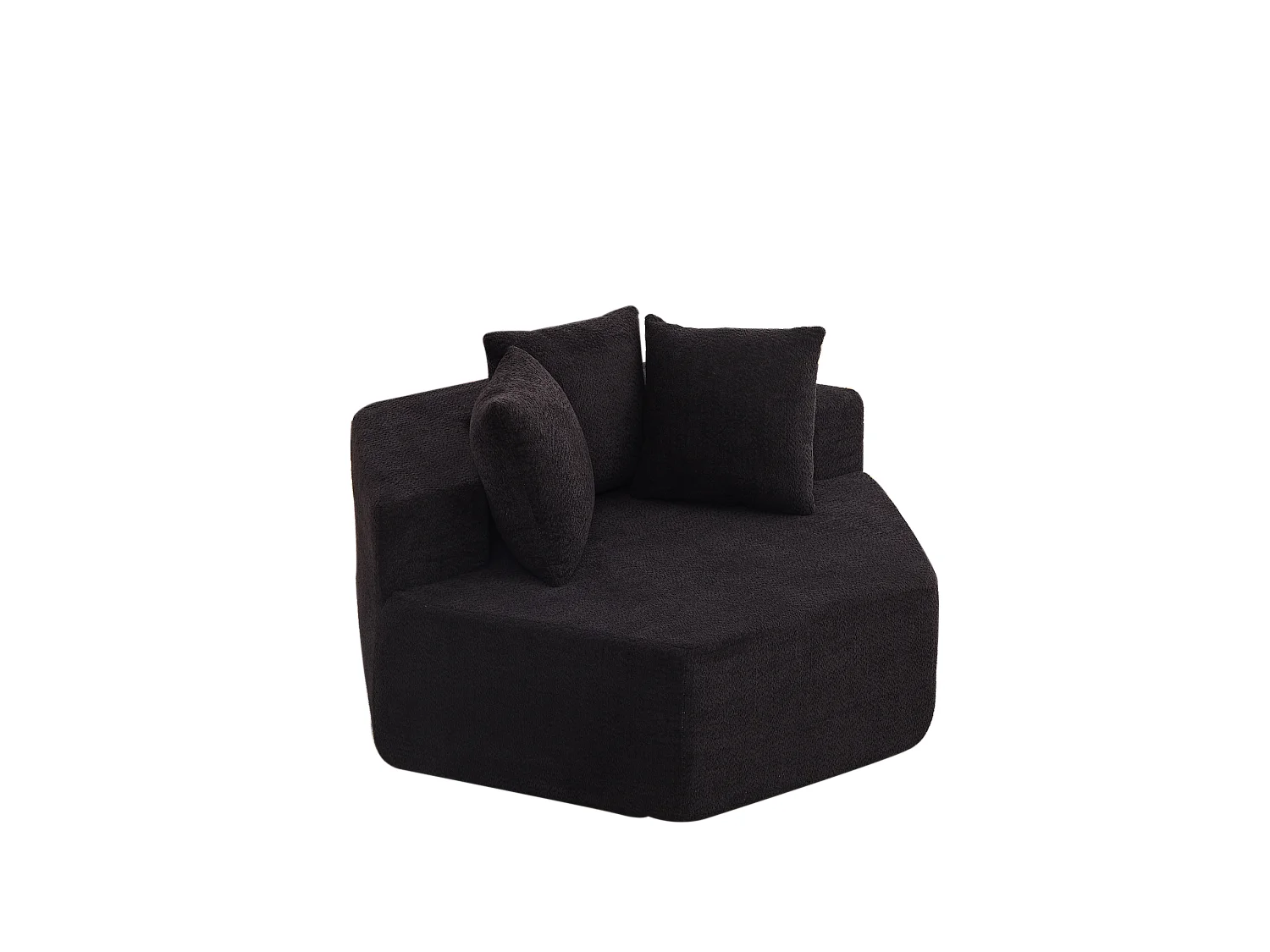Fauteuil simple hexagonaux en chenille avec coussins - Noir
