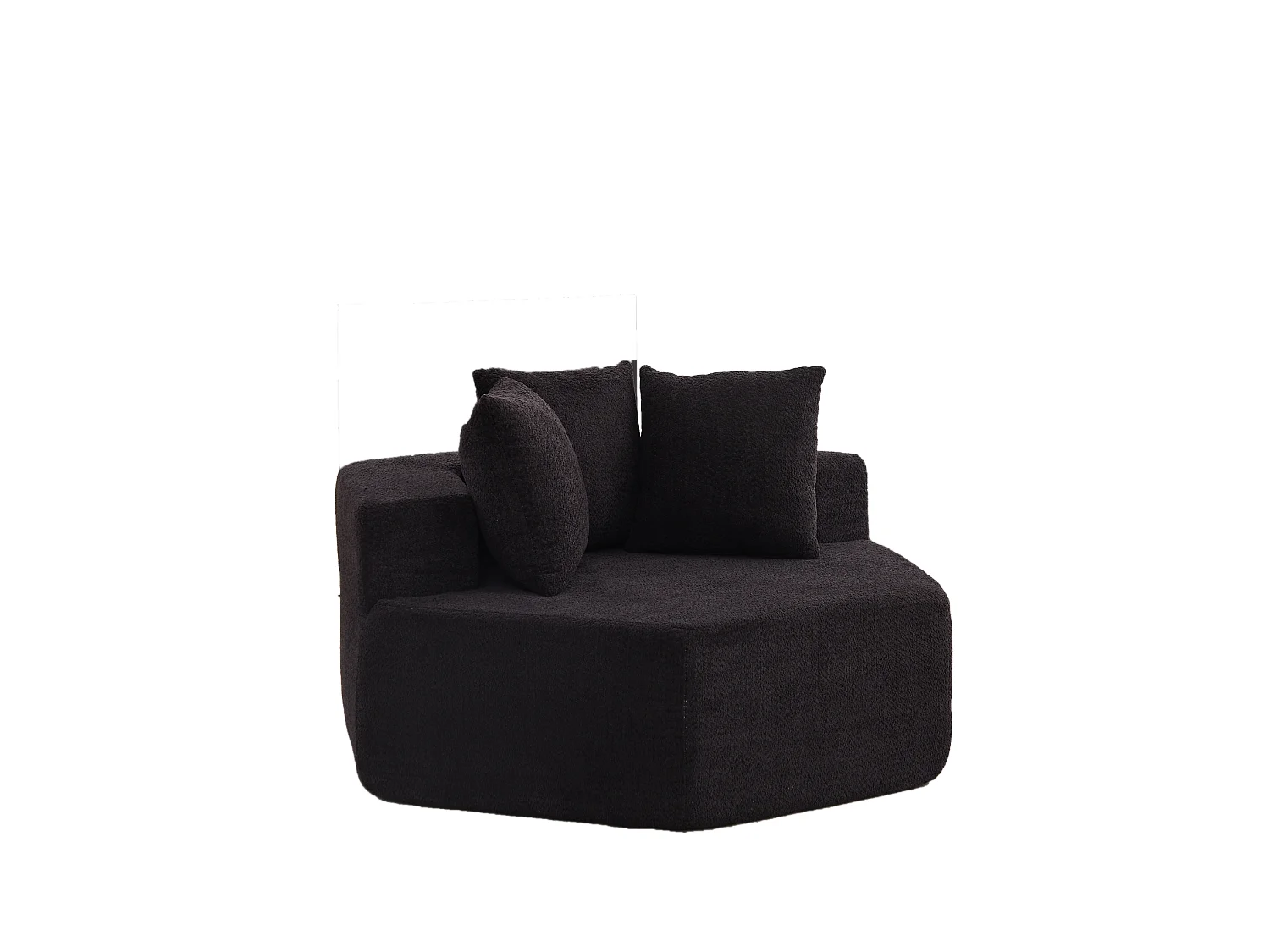 Fauteuil simple hexagonaux en chenille avec coussins - Noir