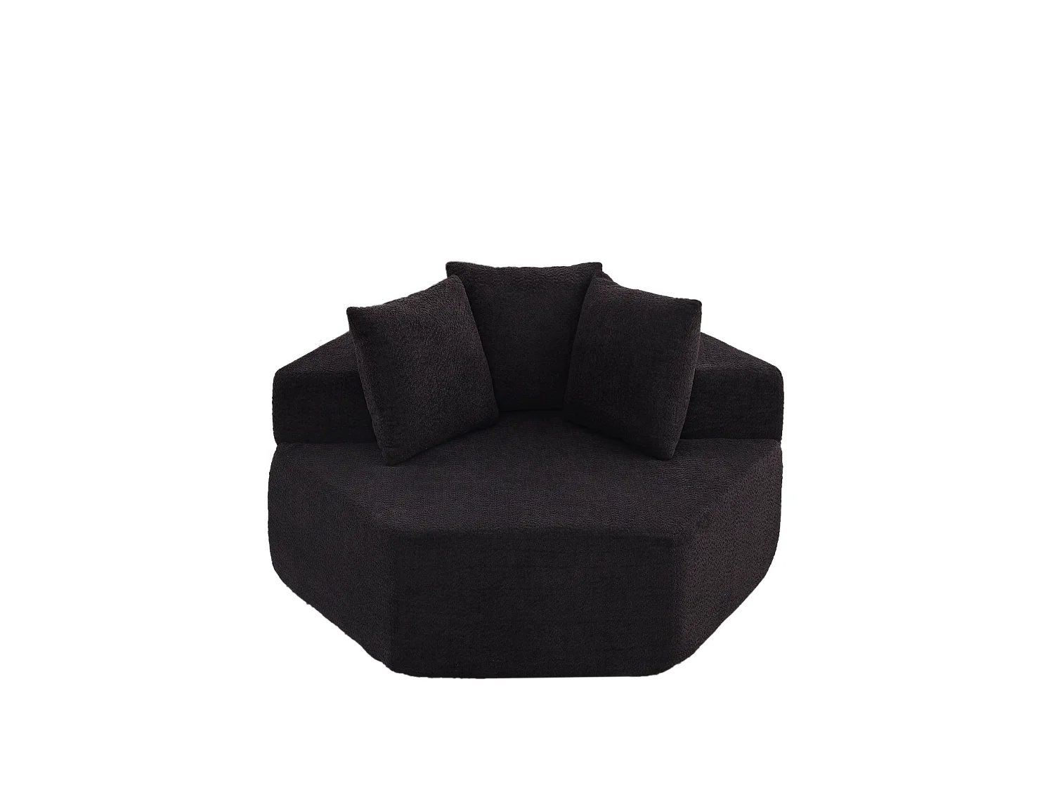 Fauteuil simple hexagonaux en chenille avec coussins - Noir