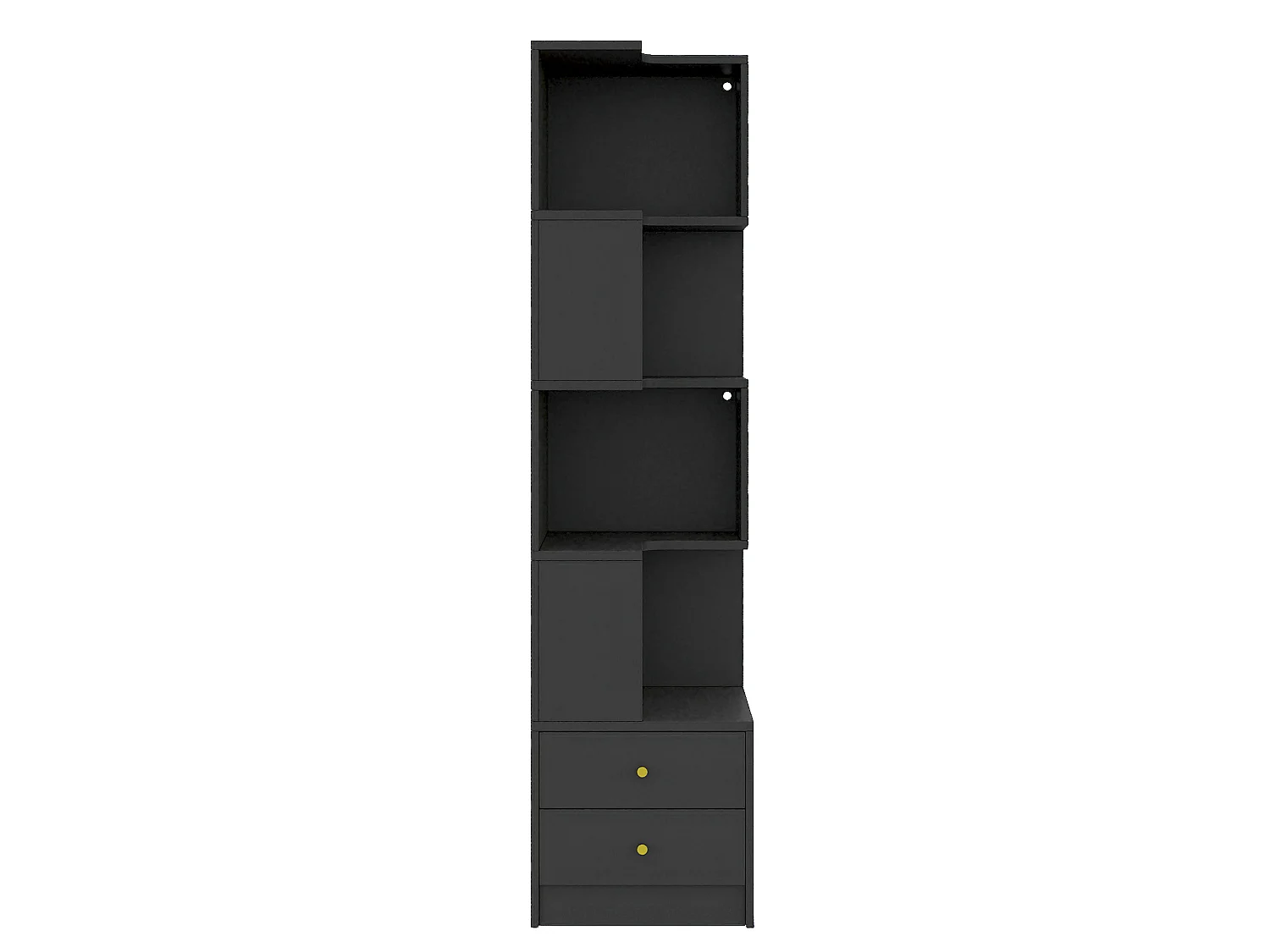 Hoekboekenkast, 45 x 43,5 x 180 cm, met ledverlichting en 2 lades - Zwart