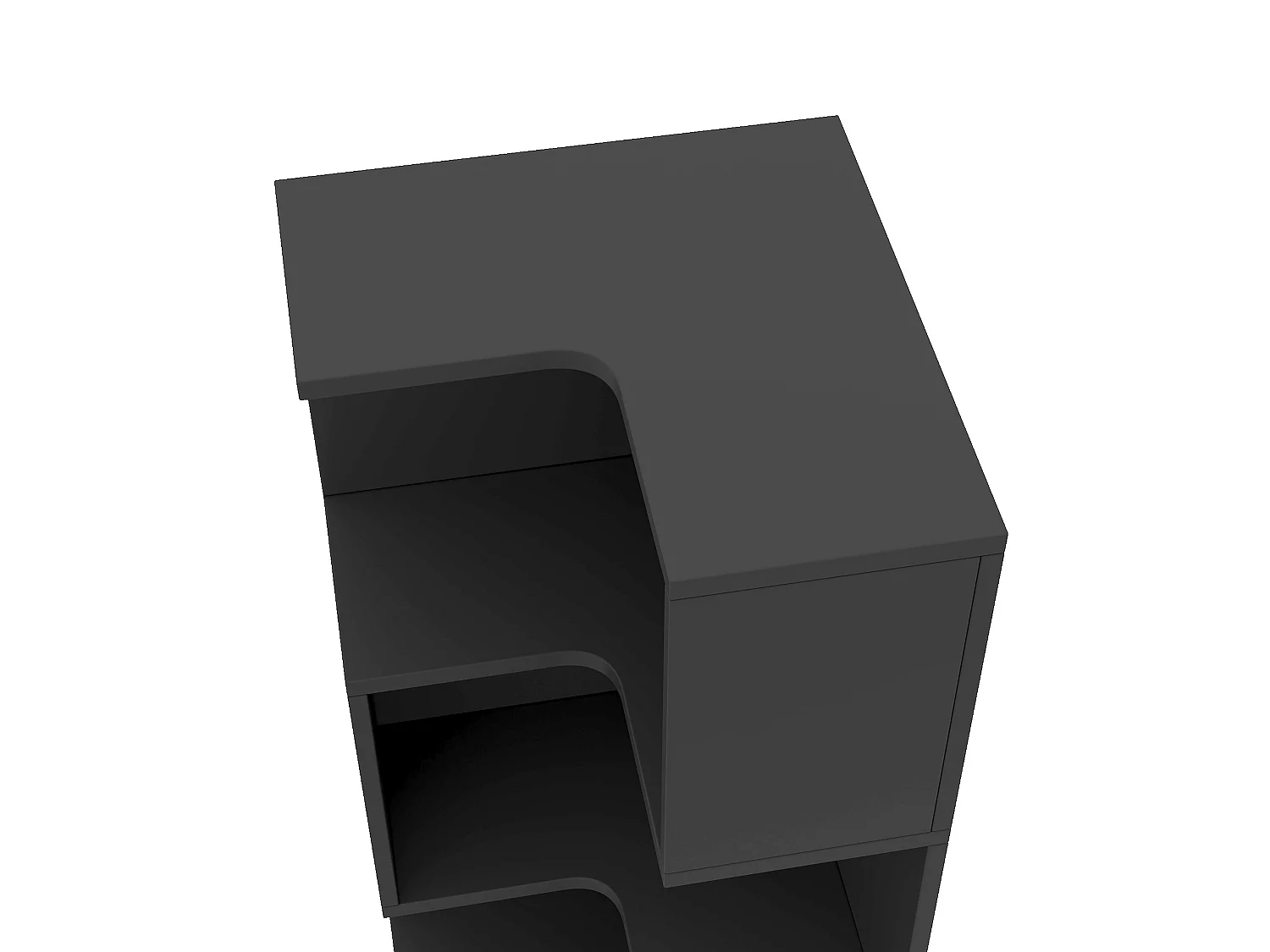 Hoekboekenkast, 45 x 43,5 x 180 cm, met ledverlichting en 2 lades - Zwart