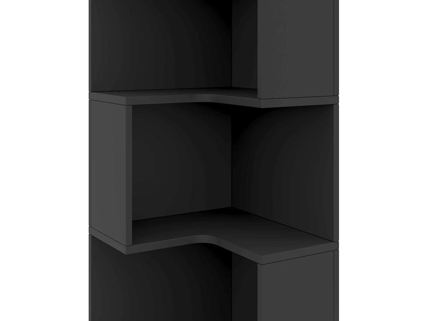 Hoekboekenkast, 45 x 43,5 x 180 cm, met ledverlichting en 2 lades - Zwart