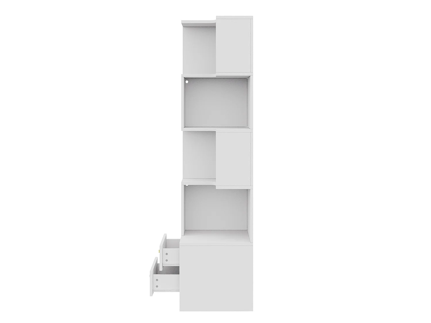 Hoekboekenkast, 45 x 43,5 x 180 cm, met ledverlichting en 2 lades - Wit