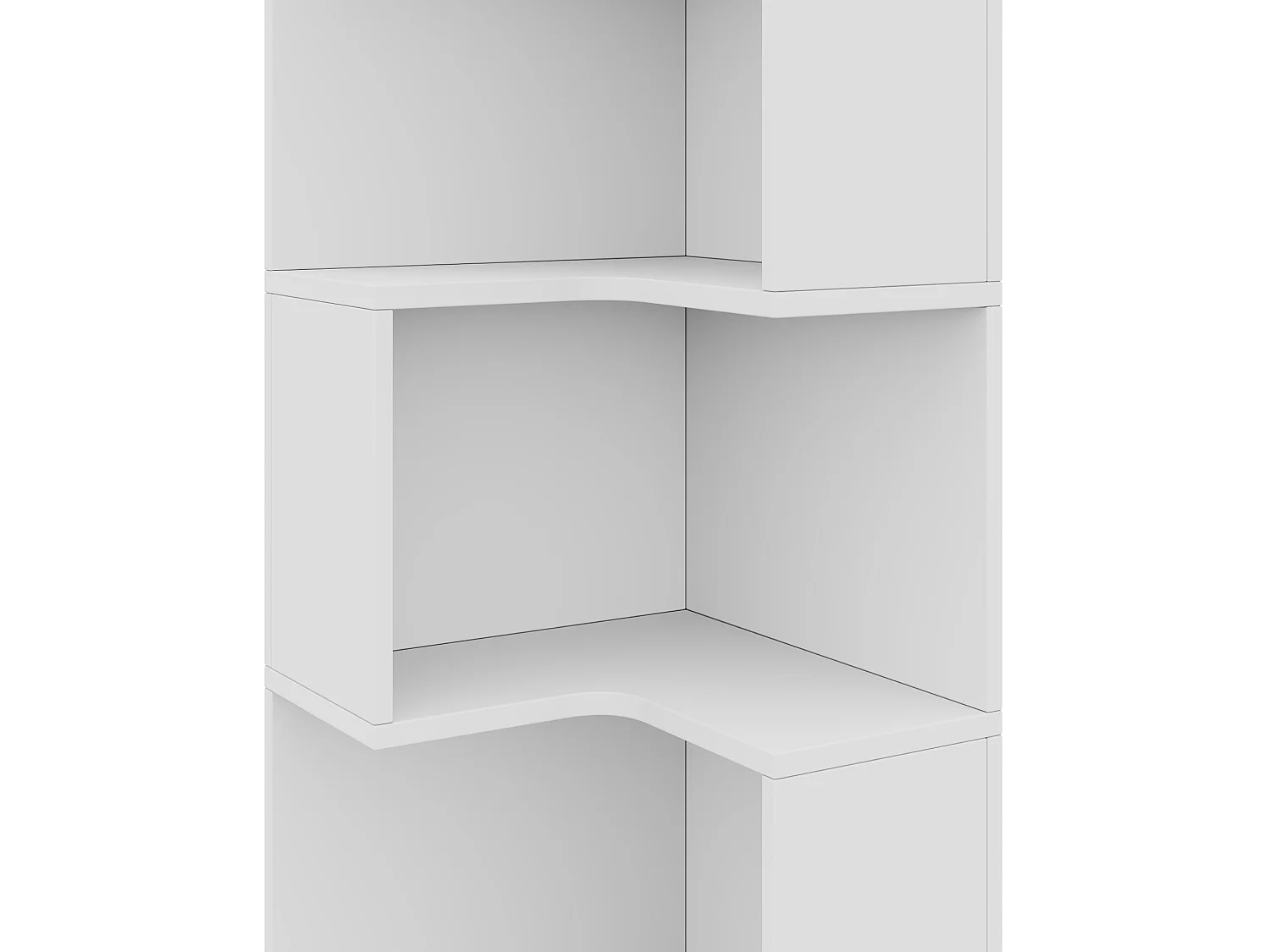 Hoekboekenkast, 45 x 43,5 x 180 cm, met ledverlichting en 2 lades - Wit