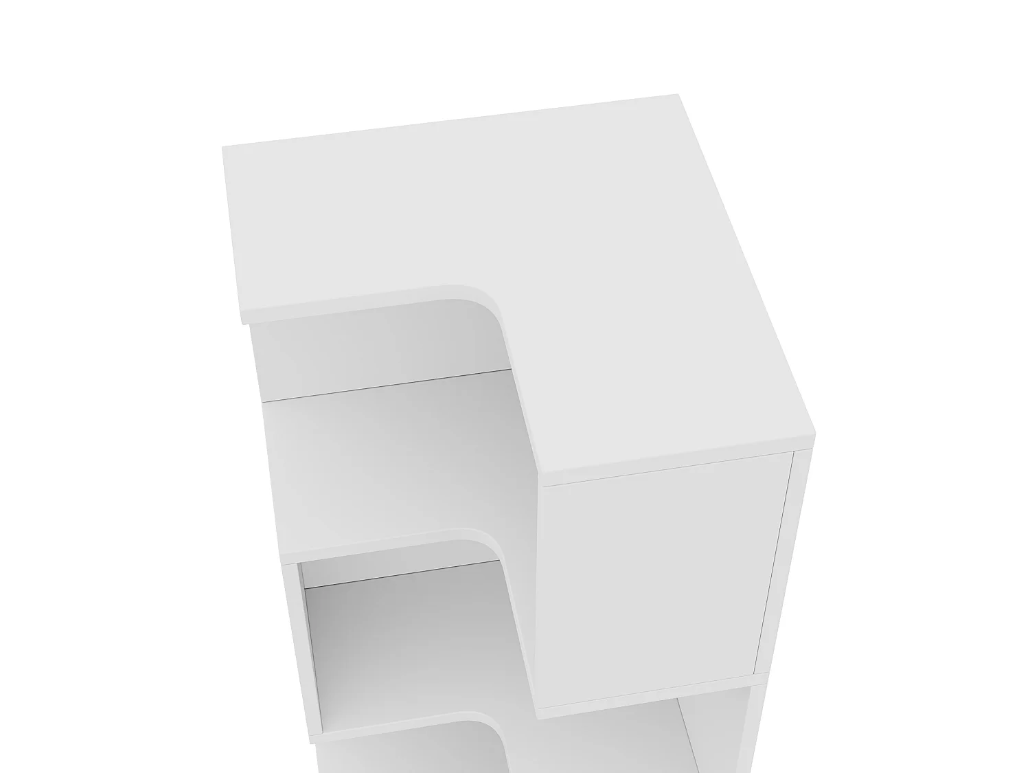 Hoekboekenkast, 45 x 43,5 x 180 cm, met ledverlichting en 2 lades - Wit