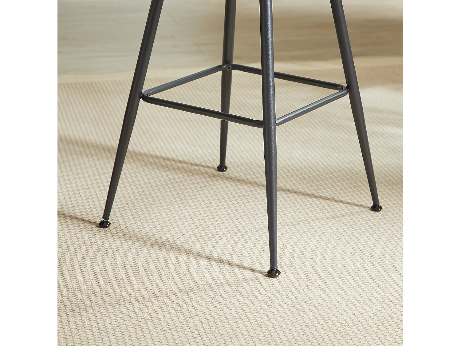 Ensemble bar 3 pièces noir, table 80 cm avec rangement et 2 tabourets, pieds métal