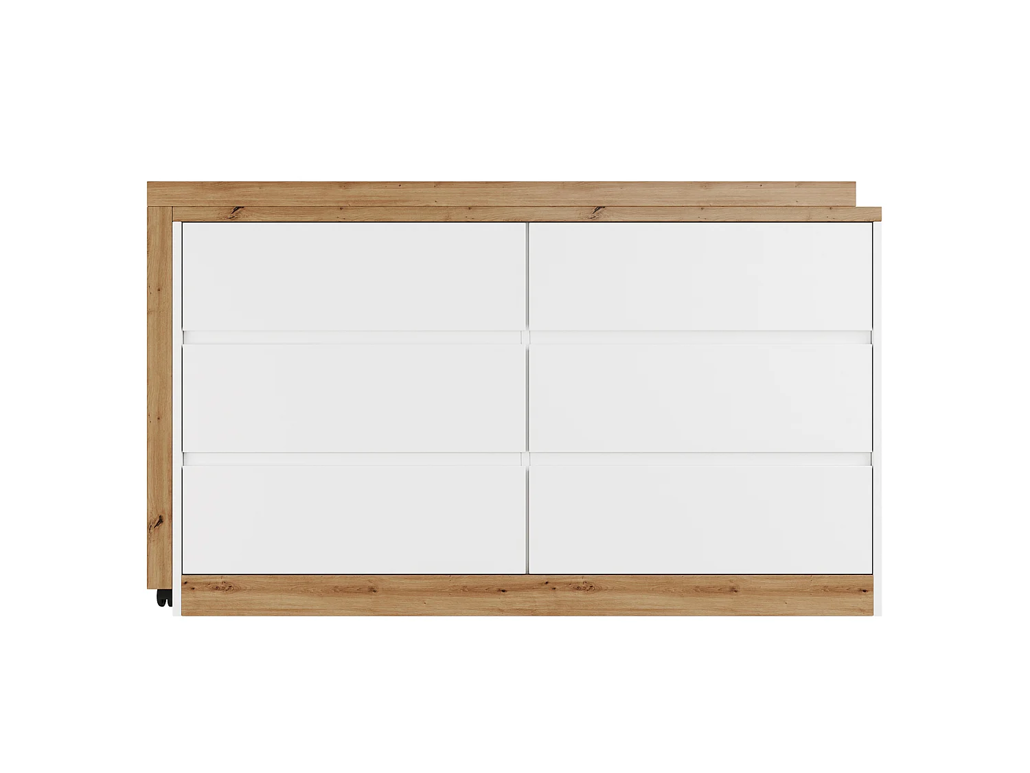 Bureau d’angle pliant pivotant avec 6 tiroirs - Blanc et bois