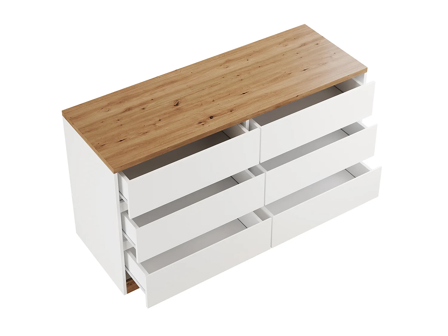 Bureau d’angle pliant pivotant avec 6 tiroirs - Blanc et bois