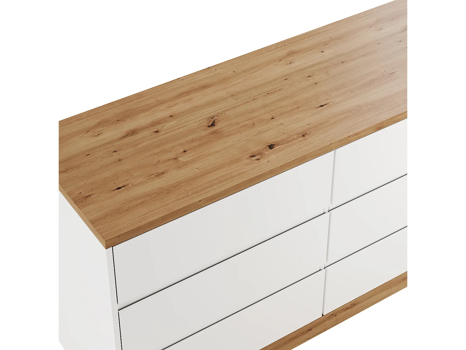 Bureau d’angle pliant pivotant avec 6 tiroirs - Blanc et bois