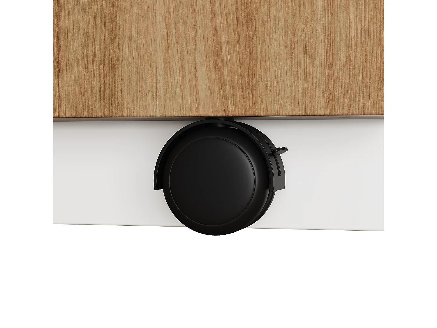 Bureau d’angle pliant pivotant avec 6 tiroirs - Blanc et bois