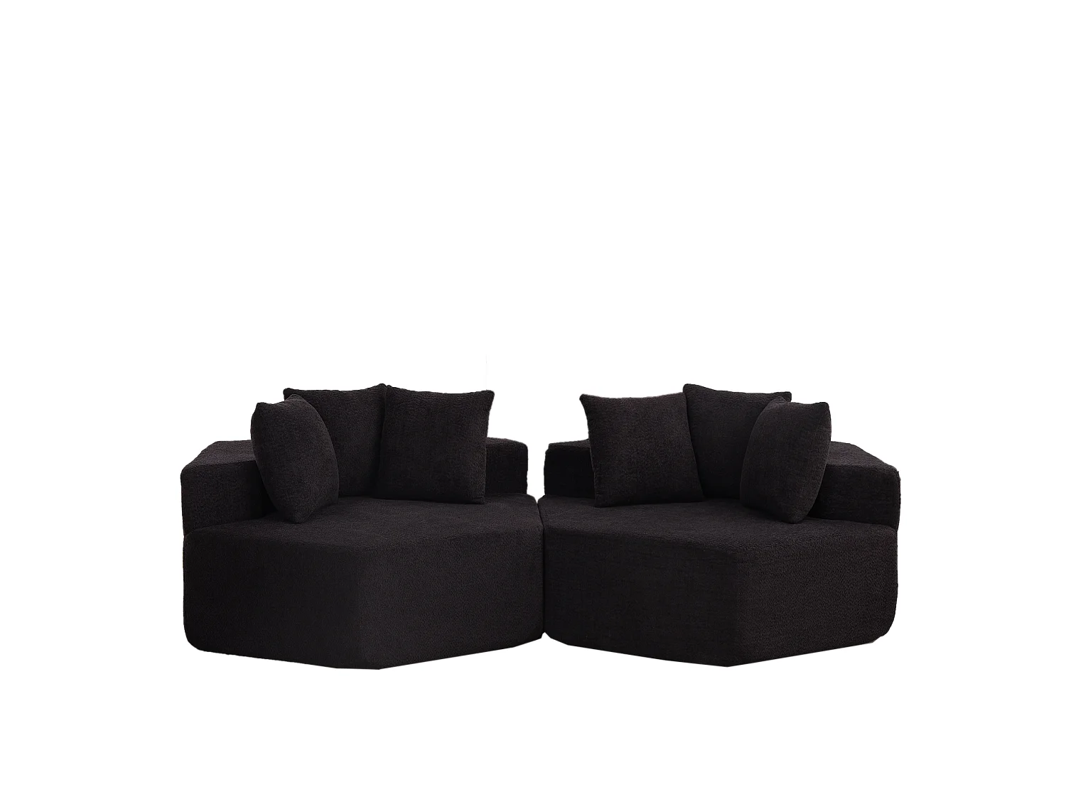 Lot de 2 fauteuils modulables hexagonaux en chenille avec coussins - Noir