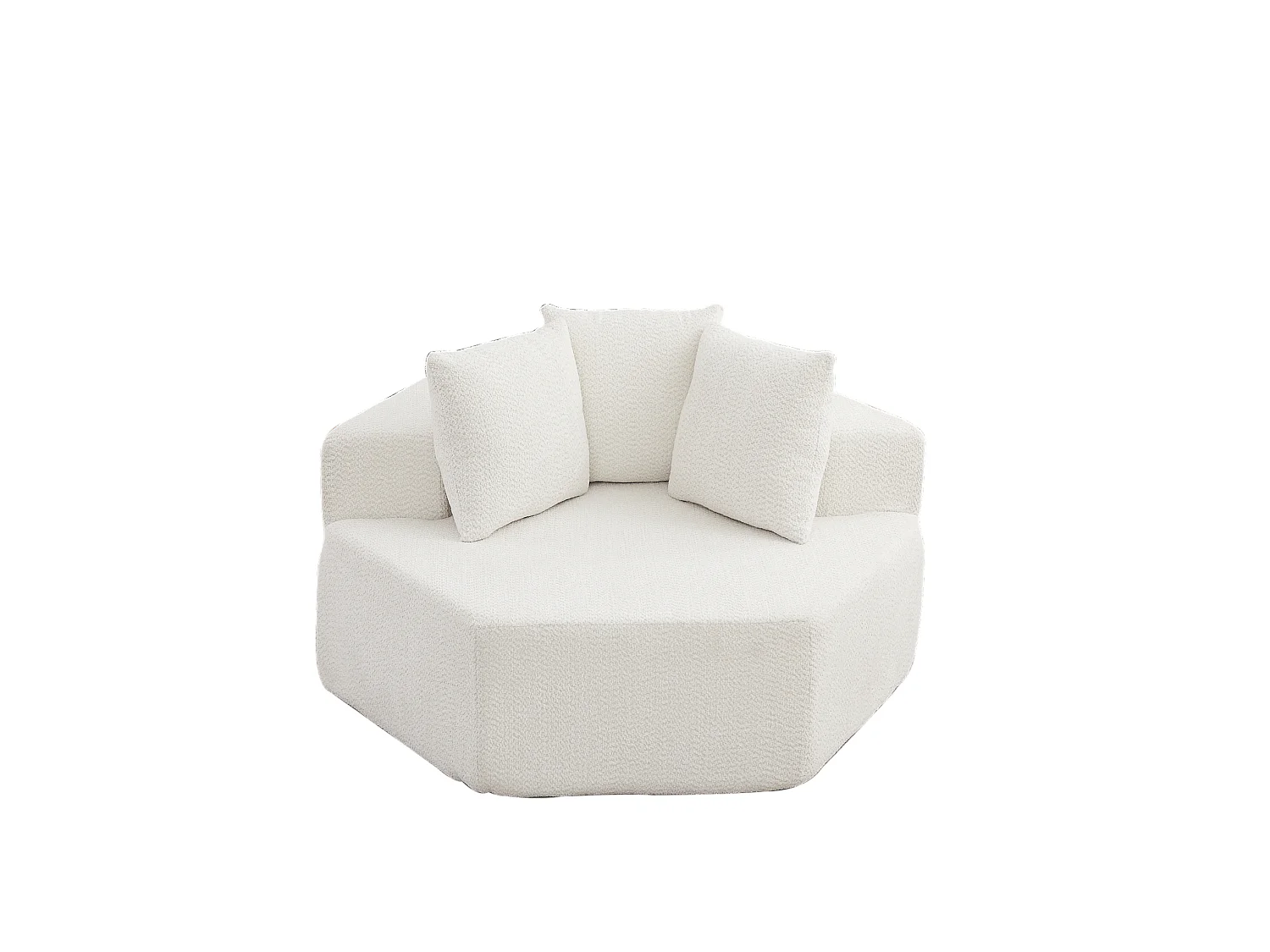 Fauteuil simple hexagonaux en chenille avec coussins - Beige