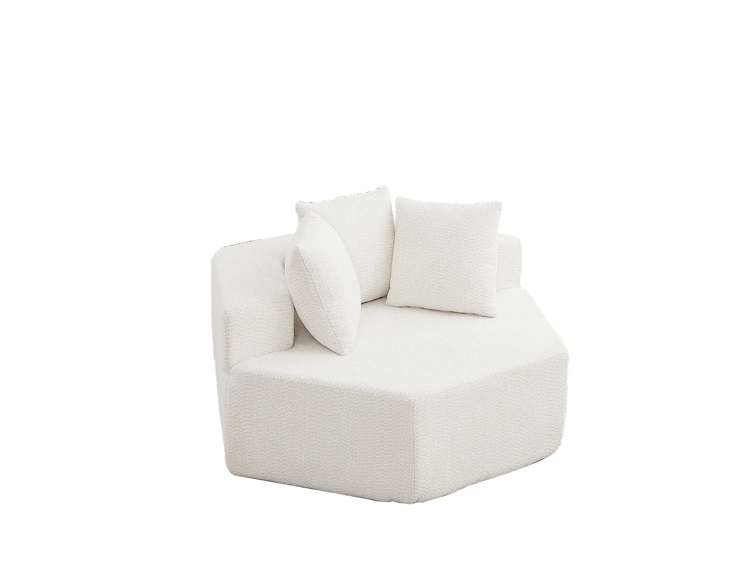 Fauteuil simple hexagonaux en chenille avec coussins - Beige