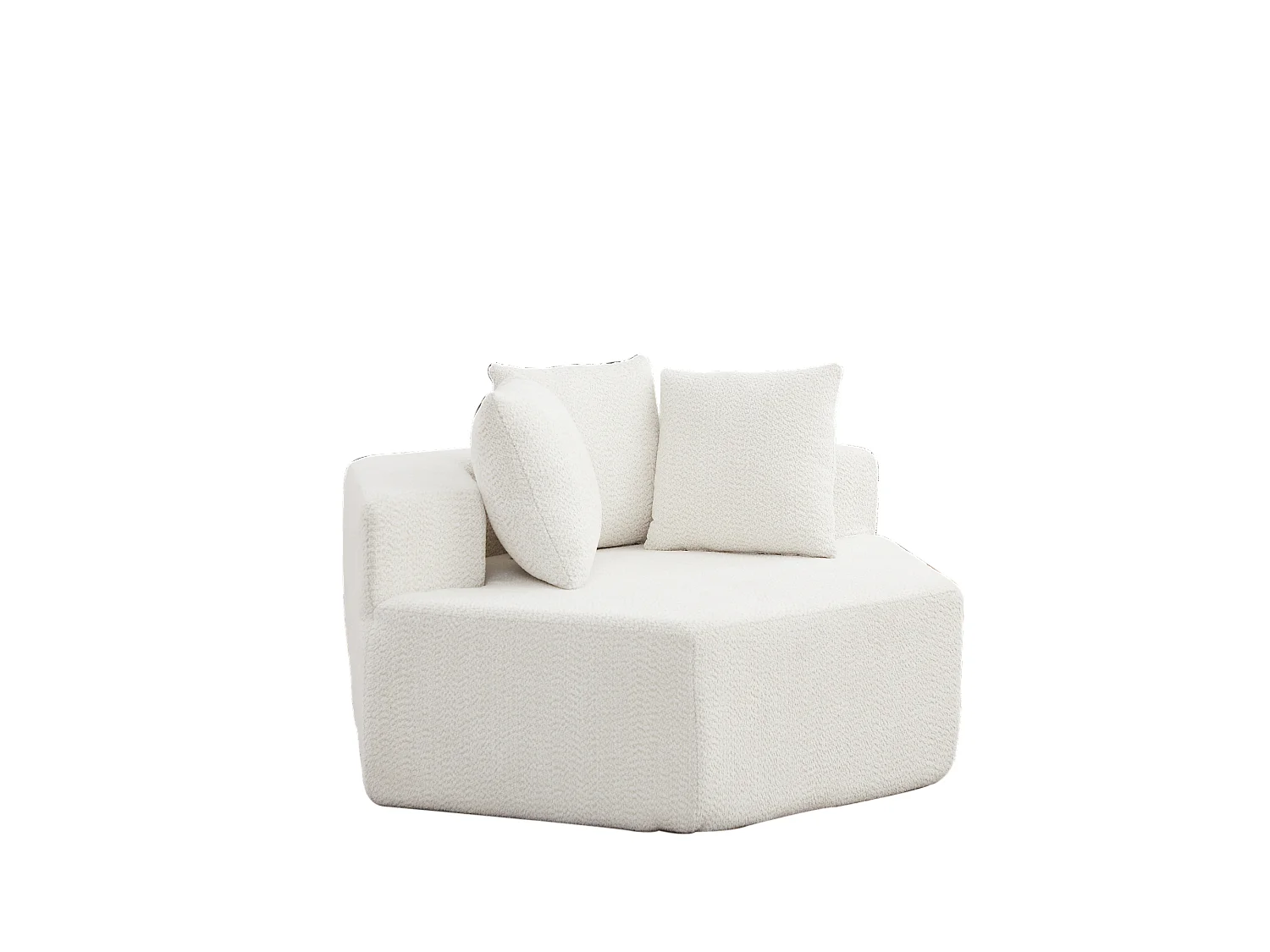 Fauteuil simple hexagonaux en chenille avec coussins - Beige
