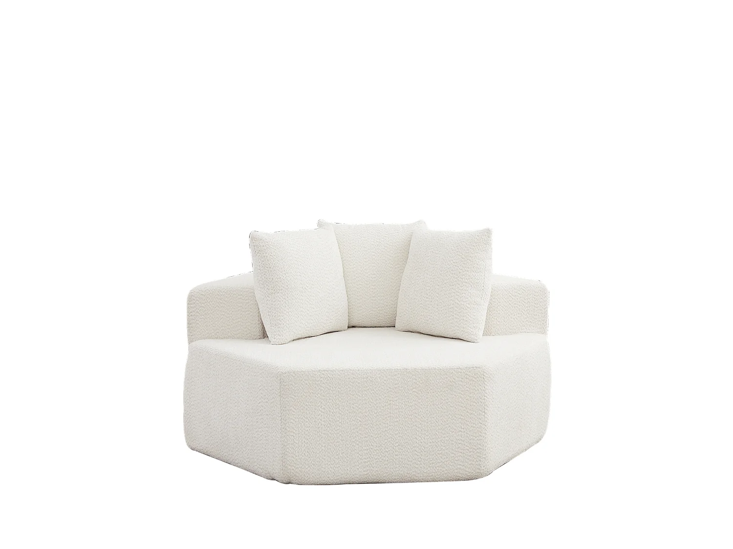 Fauteuil simple hexagonaux en chenille avec coussins - Beige