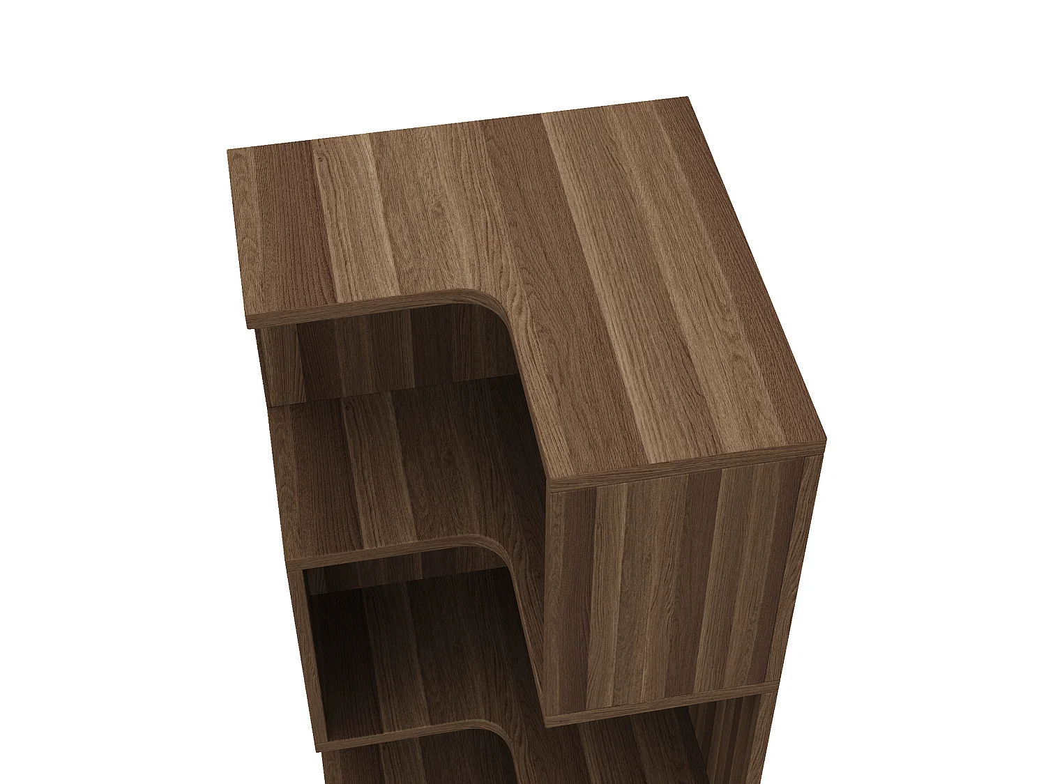 Hoekboekenkast, 45 x 43,5 x 180 cm, met ledverlichting en 2 lades - Bruin