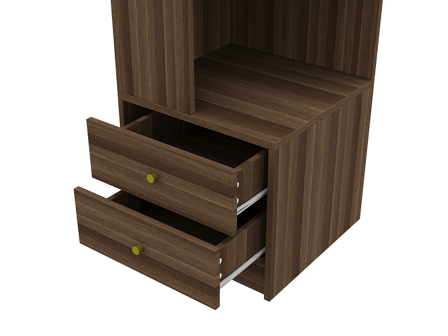 Hoekboekenkast, 45 x 43,5 x 180 cm, met ledverlichting en 2 lades - Bruin