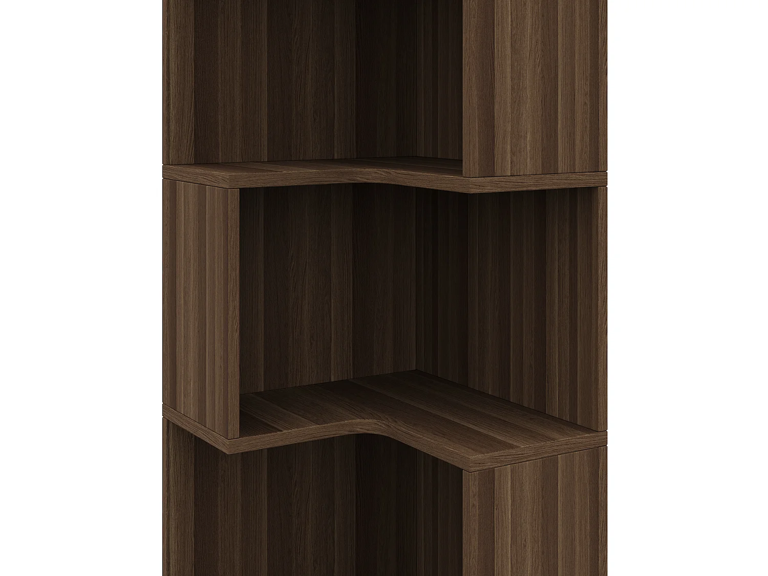 Hoekboekenkast, 45 x 43,5 x 180 cm, met ledverlichting en 2 lades - Bruin