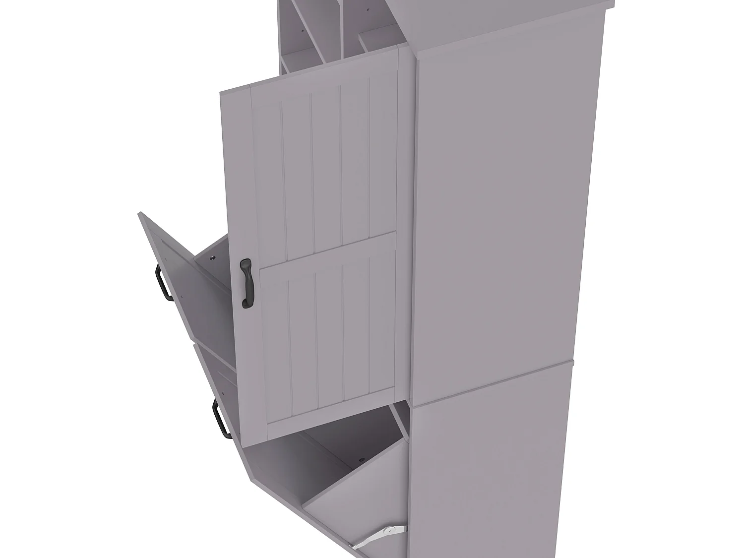 Armario alto de baño de 78x35x172,7 cm con 2 cestas para la ropa y puerta - Gris