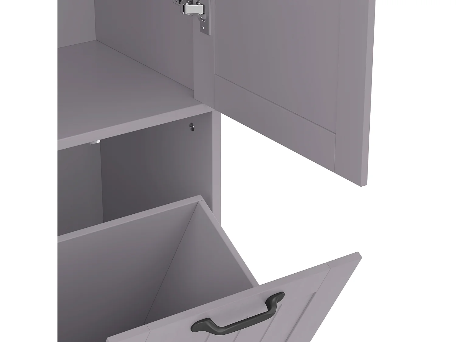 Armario alto de baño de 78x35x172,7 cm con 2 cestas para la ropa y puerta - Gris