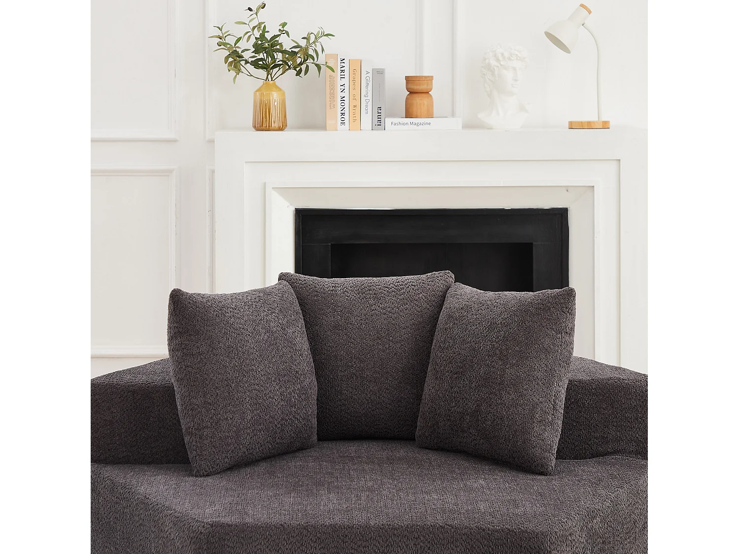 Lot de 2 fauteuils modulables hexagonaux en chenille avec coussins - Gris