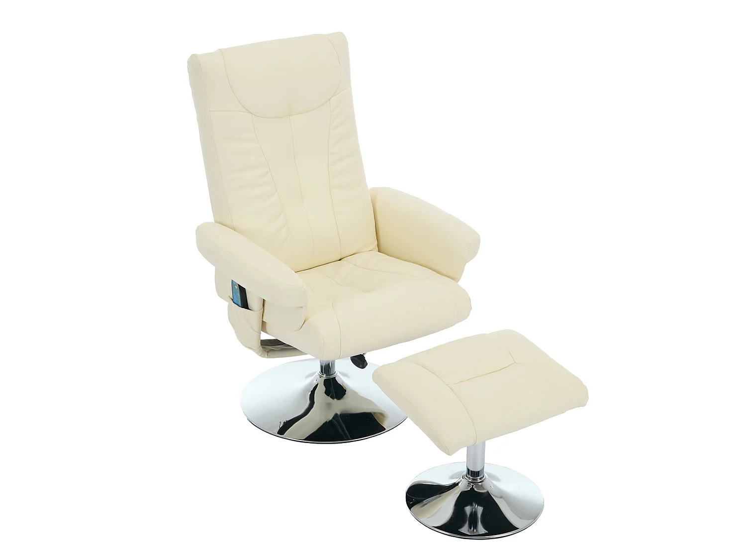 360° draaibare relaxfauteuil van PU-leer met massage- en verwarmingsfunctie - Beige