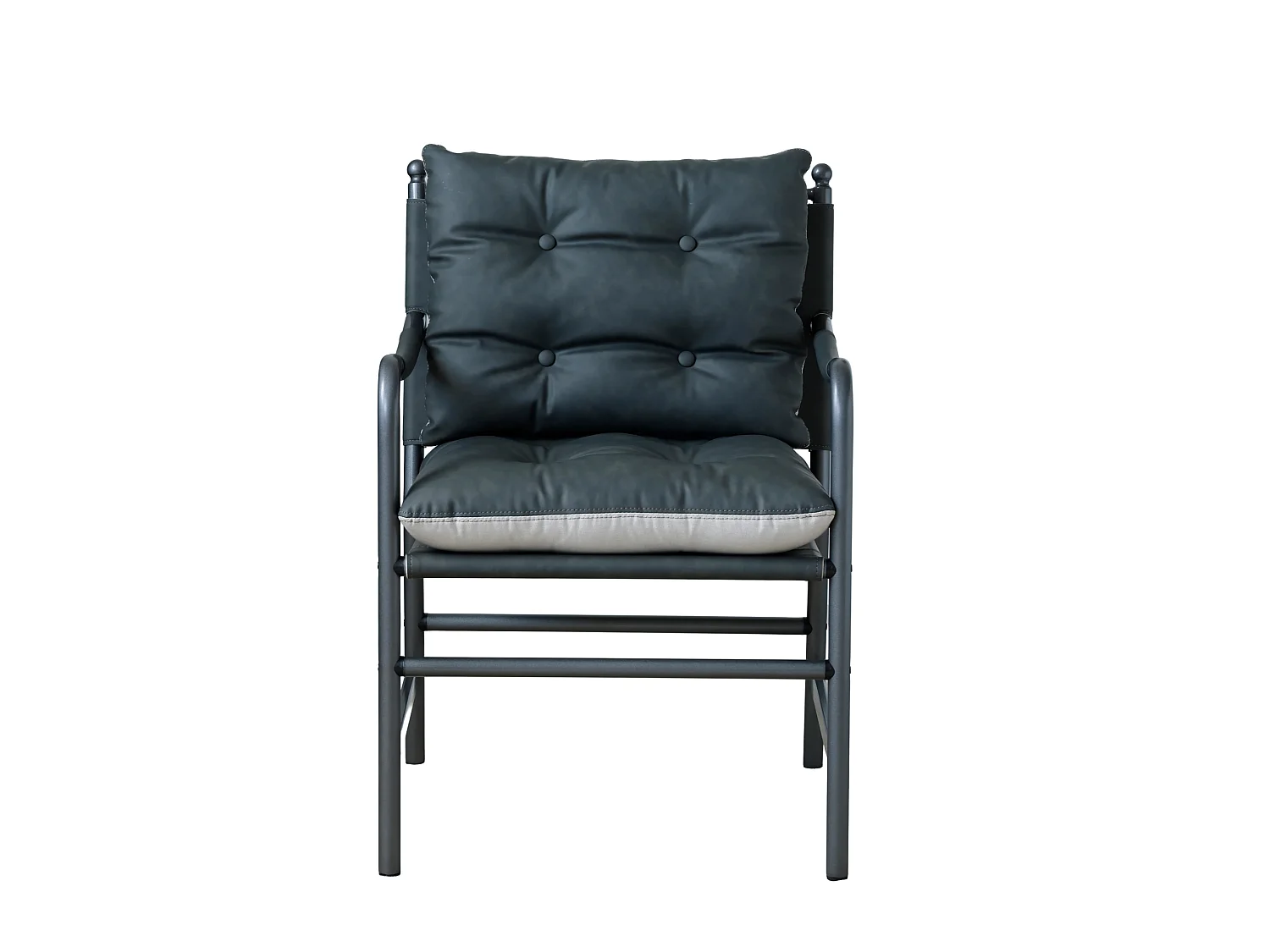 Sillón moderno de poliuretano negro con estructura metálica