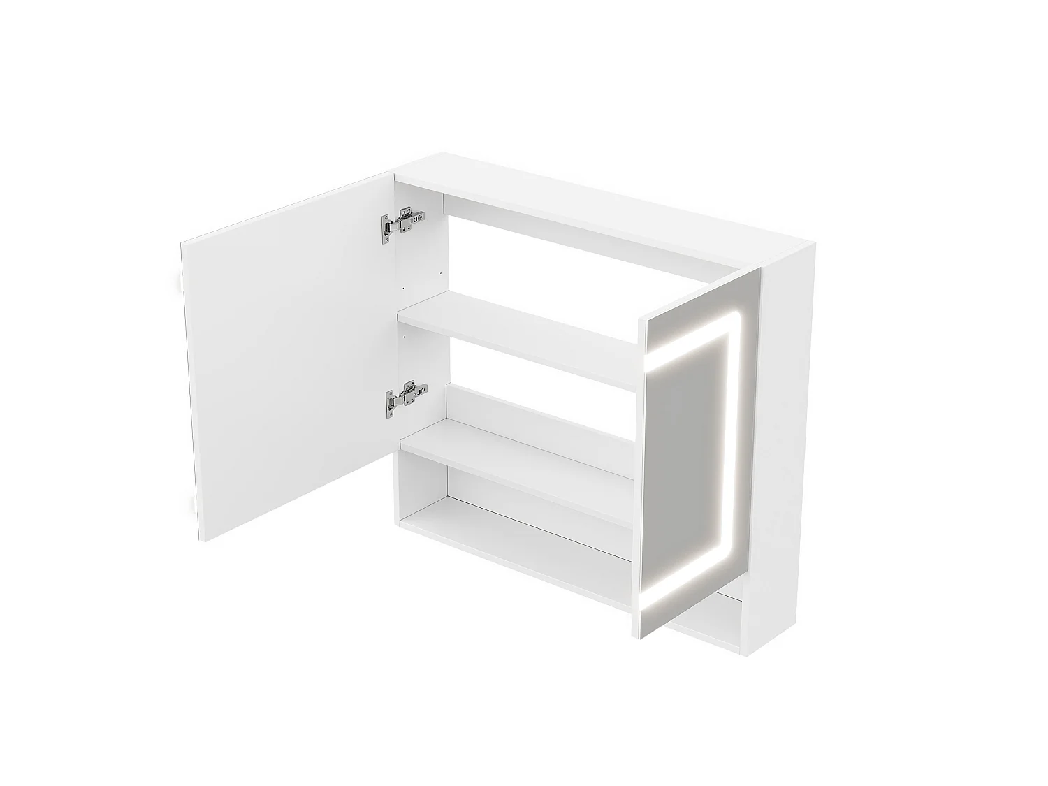 Armoire murale de salle de bain 80 cm blanc - Avec LED, miroir et 2 portes