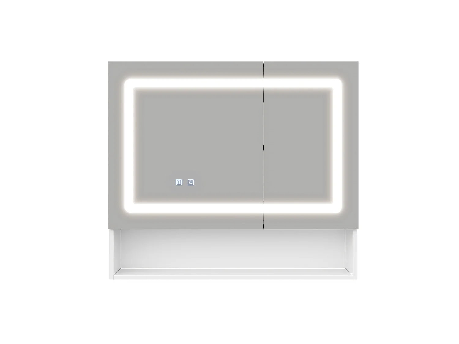 Armoire murale de salle de bain 80 cm blanc - Avec LED, miroir et 2 portes
