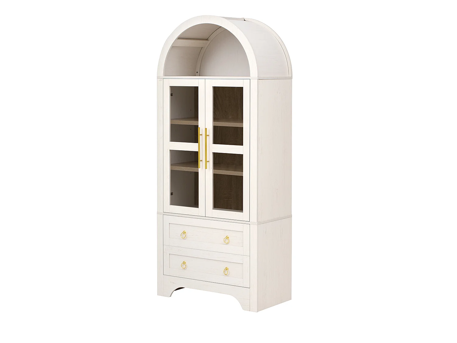 Credenza da cucina con ripiani regolabili e 2 cassetti - Bianca