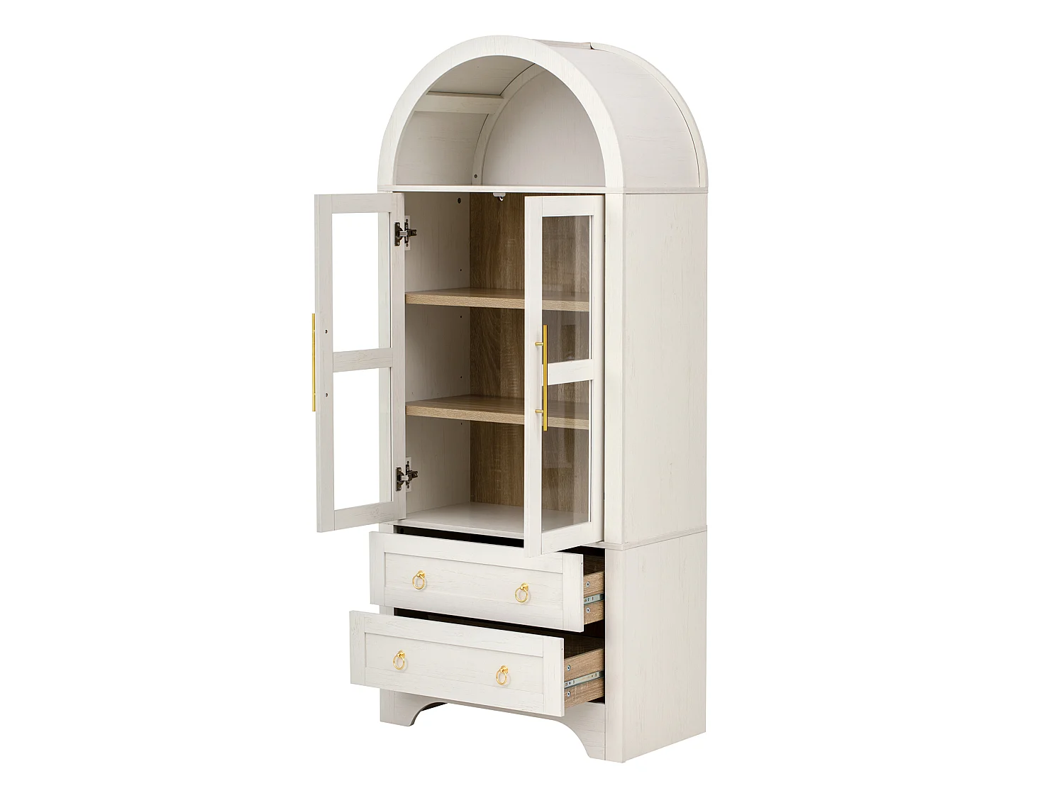Credenza da cucina con ripiani regolabili e 2 cassetti - Bianca