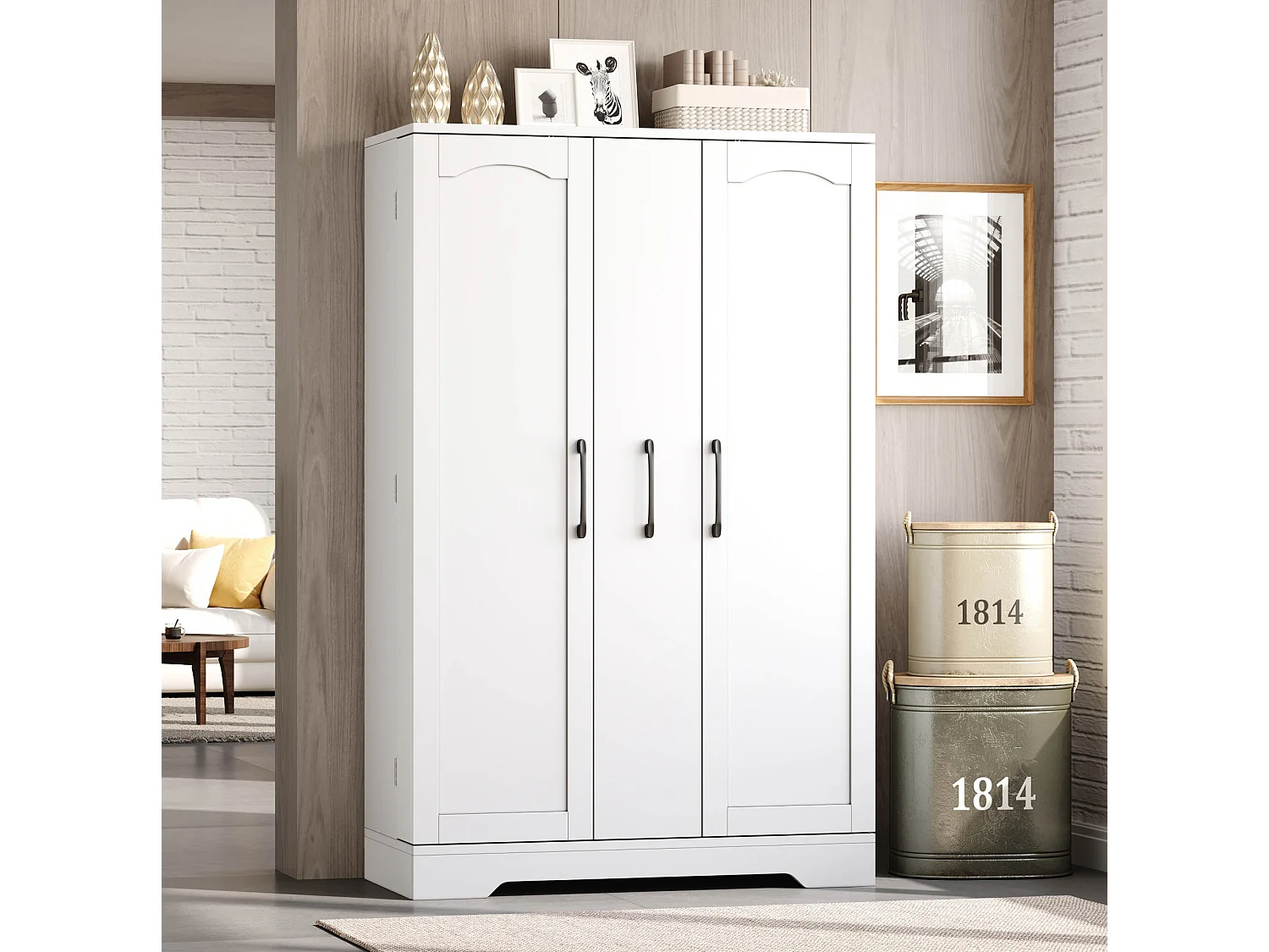Köksskåp med hyllplan, 2 dörrar och låda – Vit 78 × 35 x 120 cm