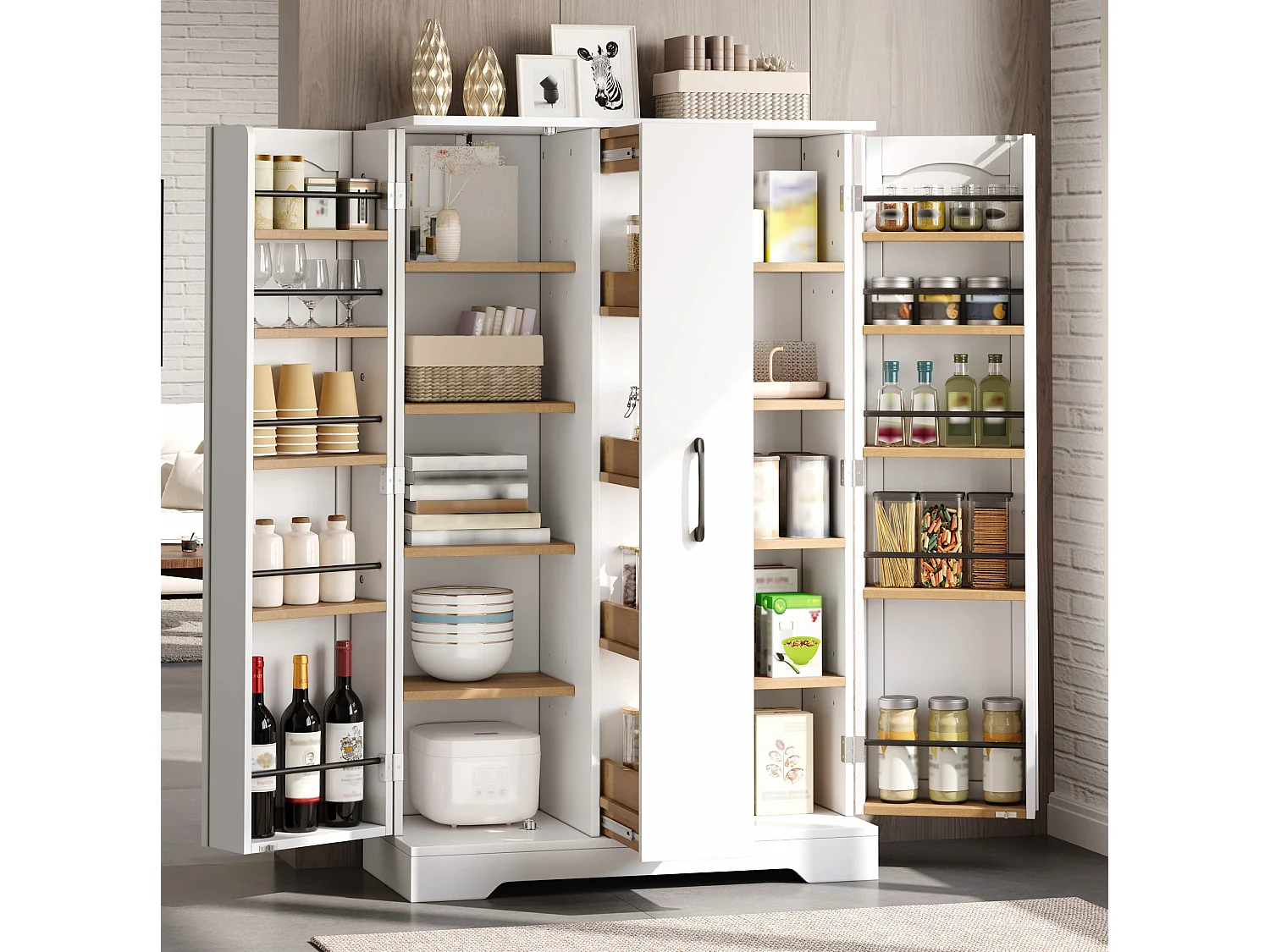 Köksskåp med hyllplan, 2 dörrar och låda – Vit 78 × 35 x 120 cm