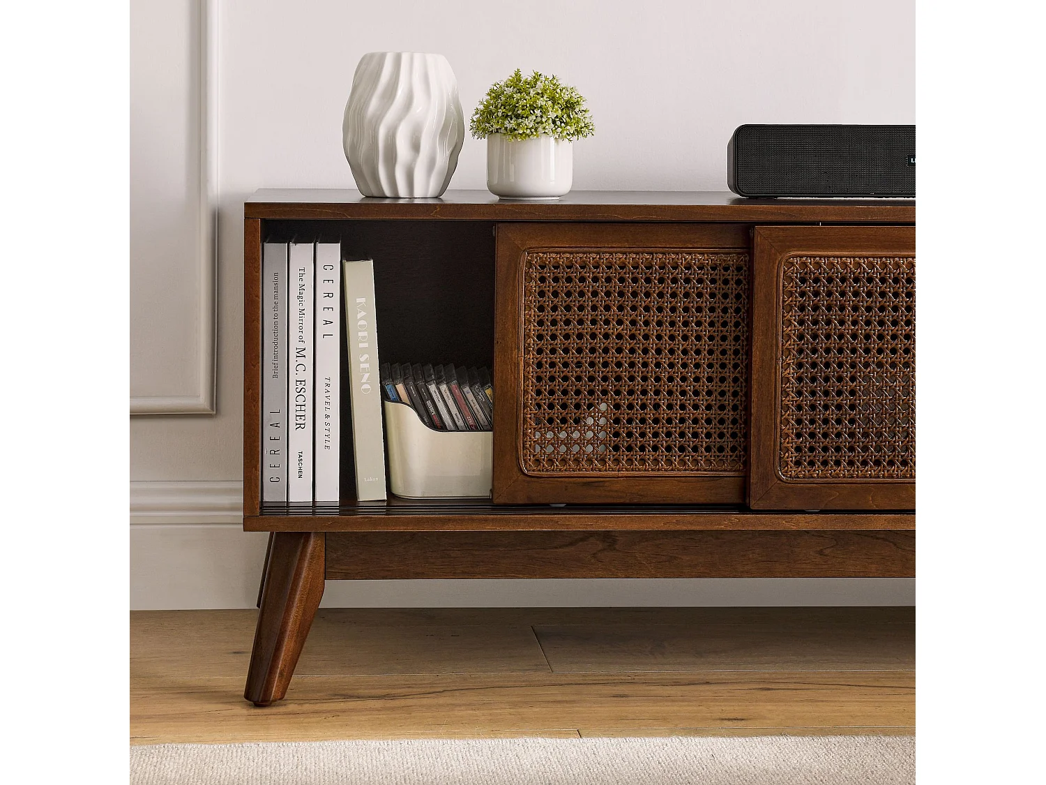 Meuble TV vintage 150x40x50 cm avec 2 portes - Marron