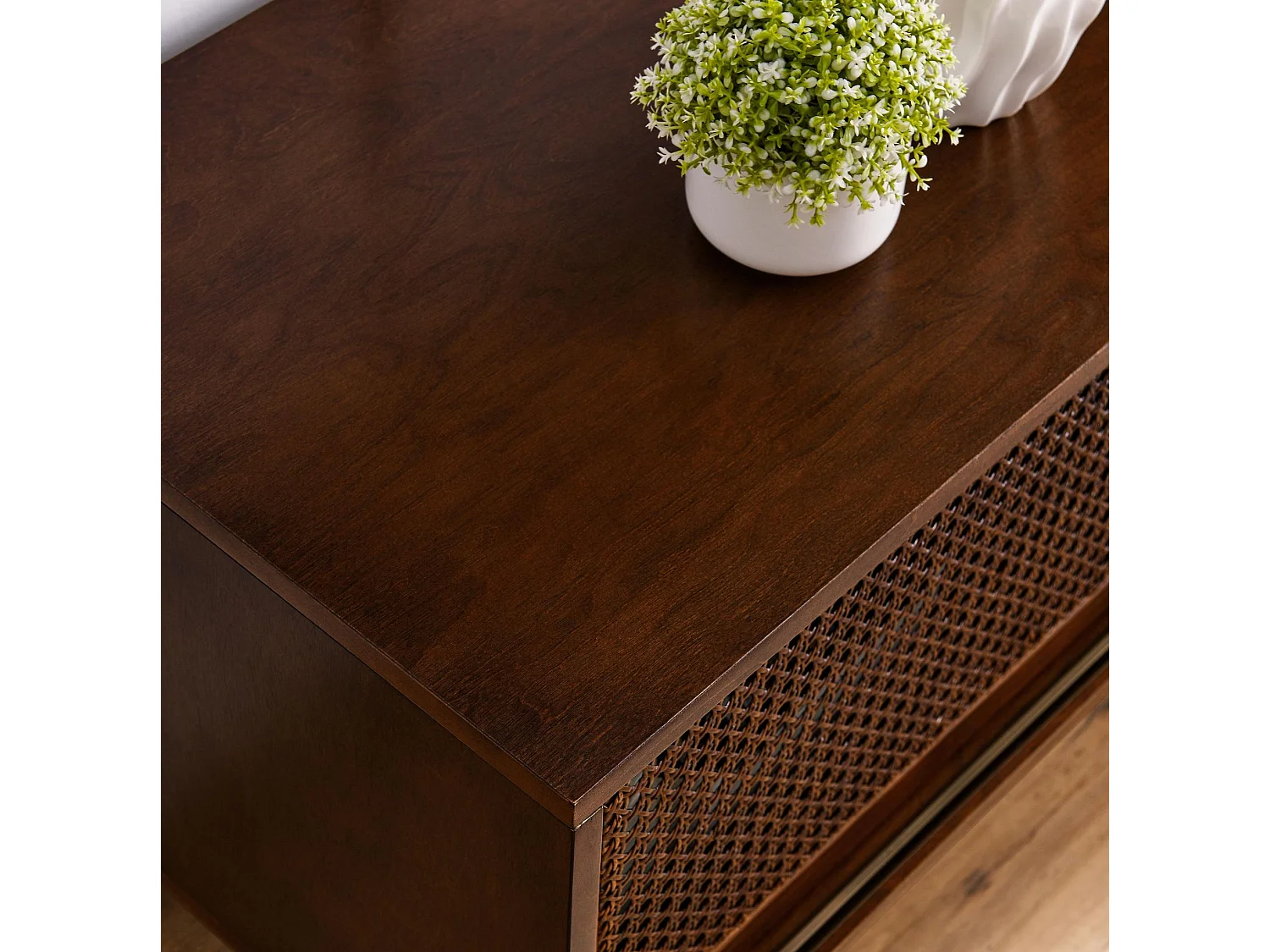 Meuble TV vintage 150x40x50 cm avec 2 portes - Marron