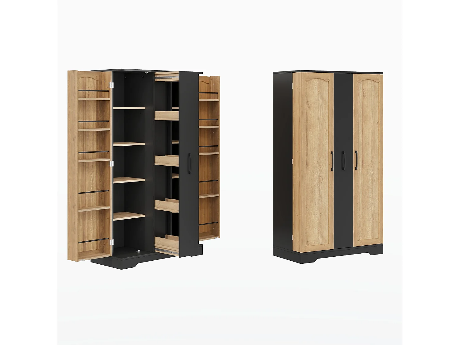 Meuble de cuisine 78 cm avec étagère et tiroir à 4 niveaux – Noir