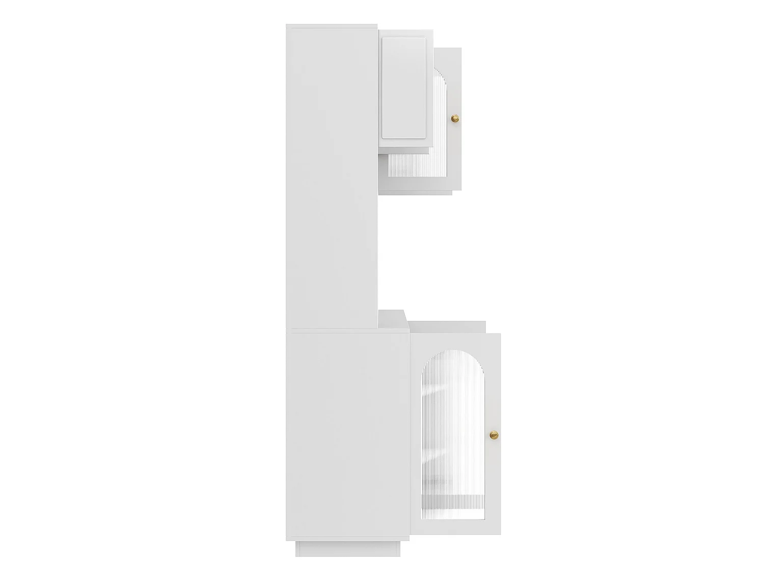 Buffet de cuisine avec portes acryliques, LED et 3 tiroirs - Blanc