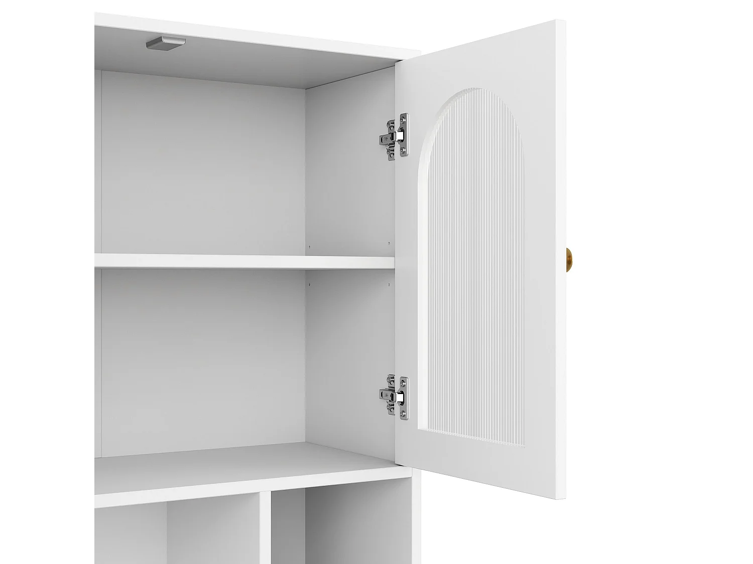 Buffet de cuisine avec portes acryliques, LED et 3 tiroirs - Blanc