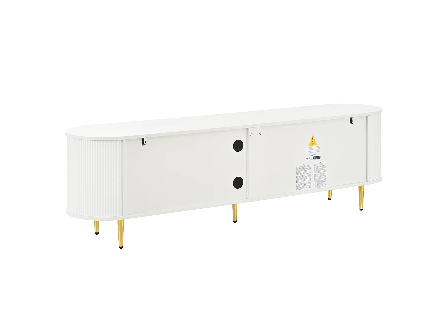 Golvend tv-meubel met 4 lades en 2 deuren - MDF en metaal - Wit