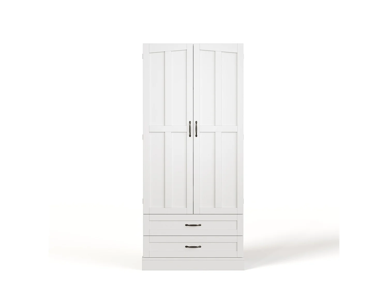Meuble de cuisine avec 3 étagères coulissantes et 2 tiroirs - Blanc