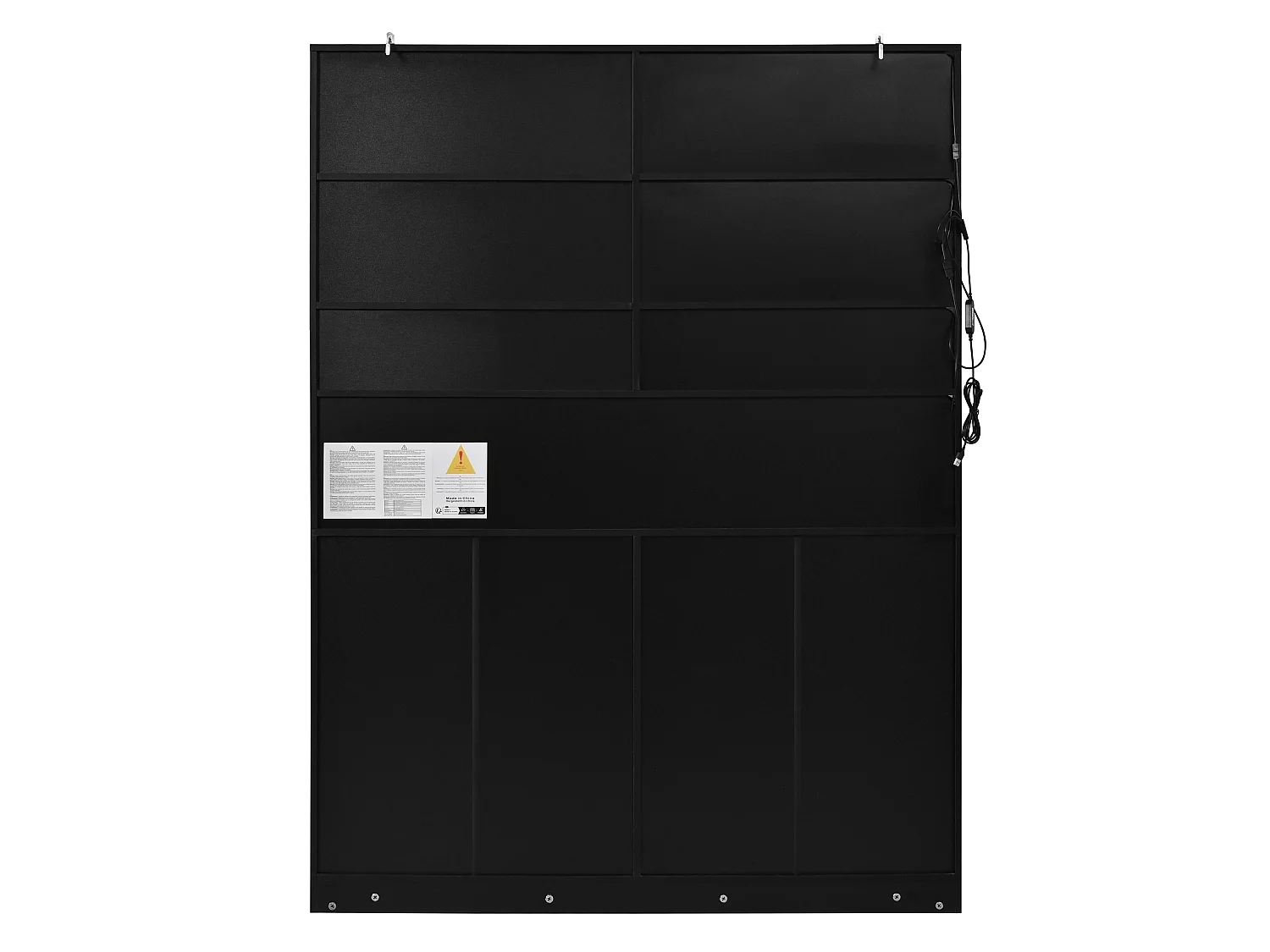 Buffet de cuisine haut 120x38x160 cm avec LED, 8 portes et 2 tiroirs - Blanc et noir