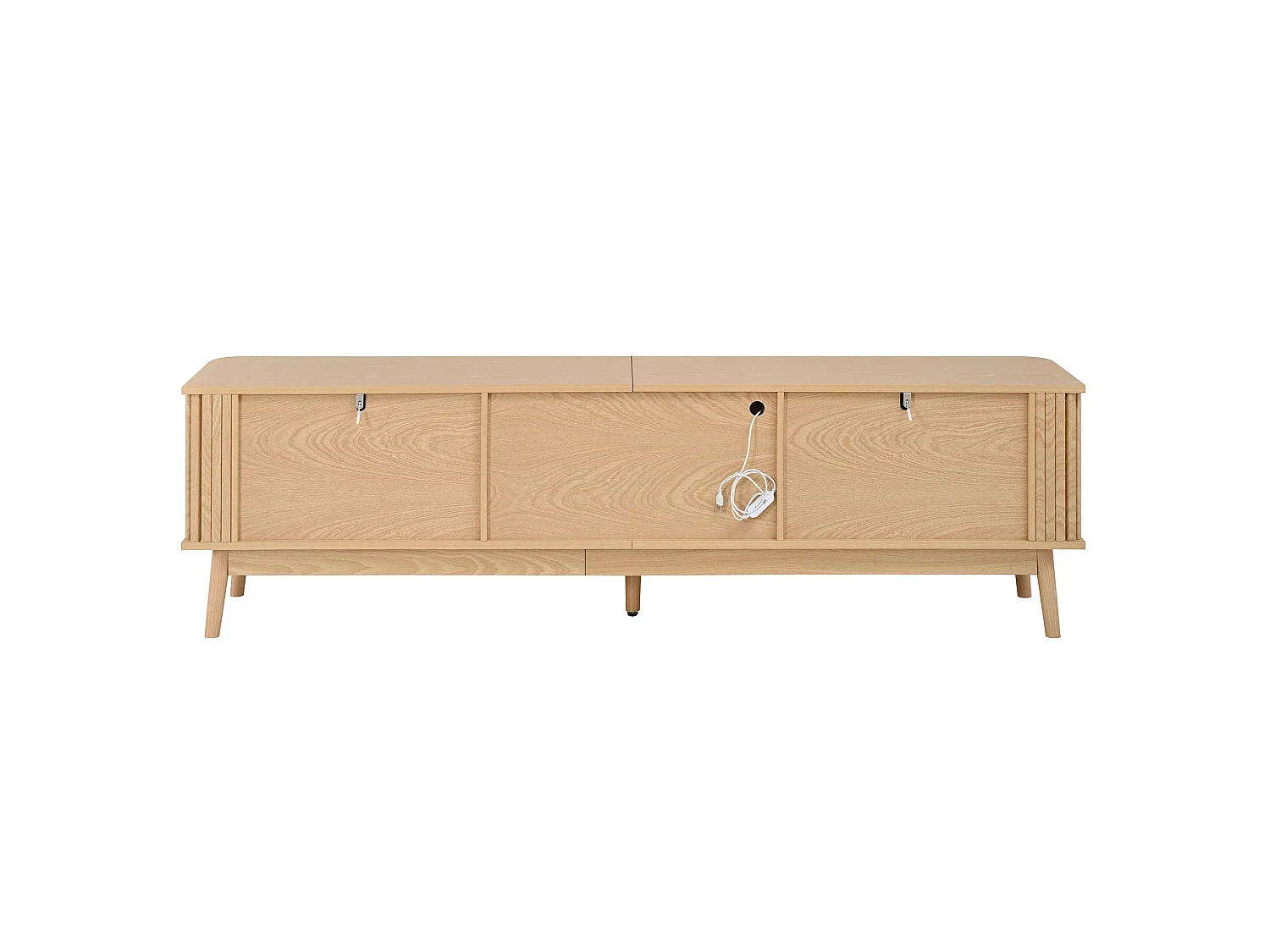 Mobile porta TV con 4 cassetti, 2 ante in vetro e illuminazione a LED - Naturale chiaro 180 x 40 x 50 cm