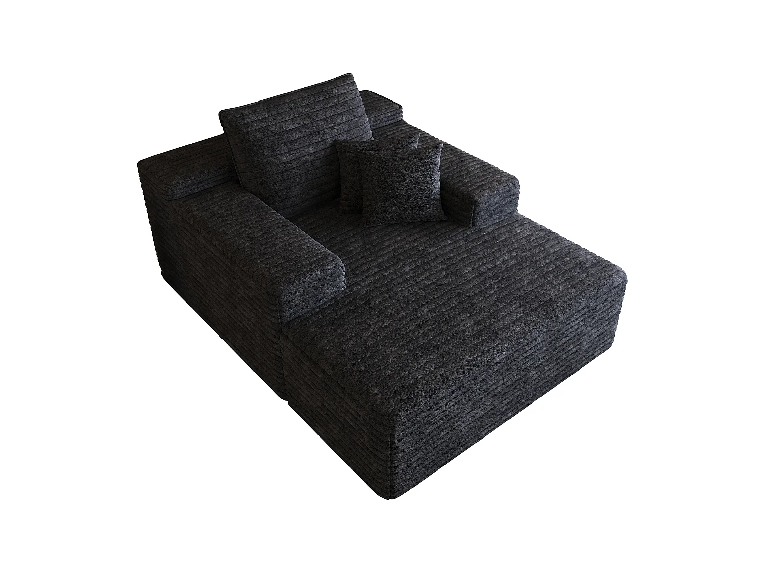 Méridienne simple en velours côtelé noir - Sans montage