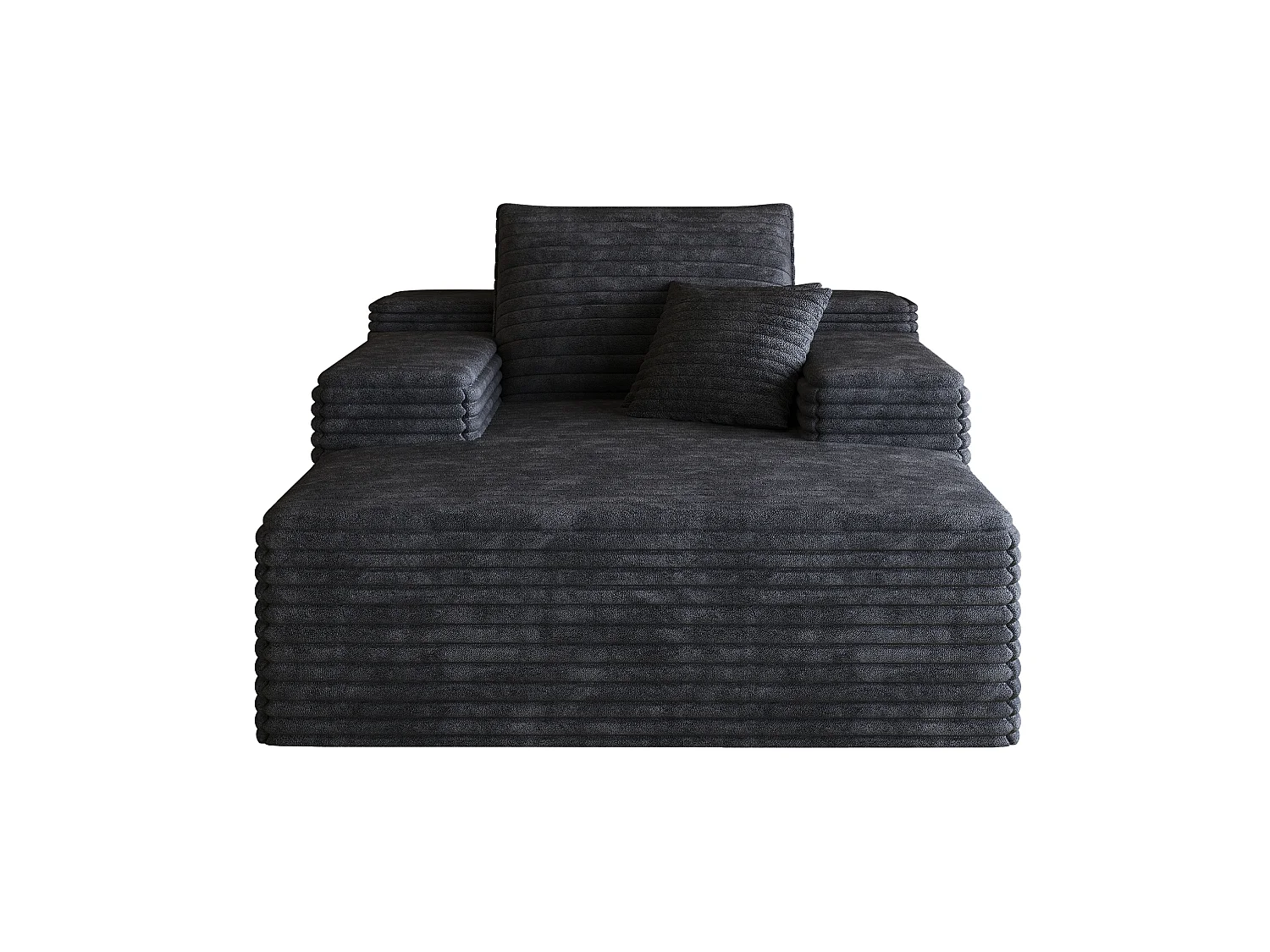 Méridienne simple en velours côtelé noir - Sans montage