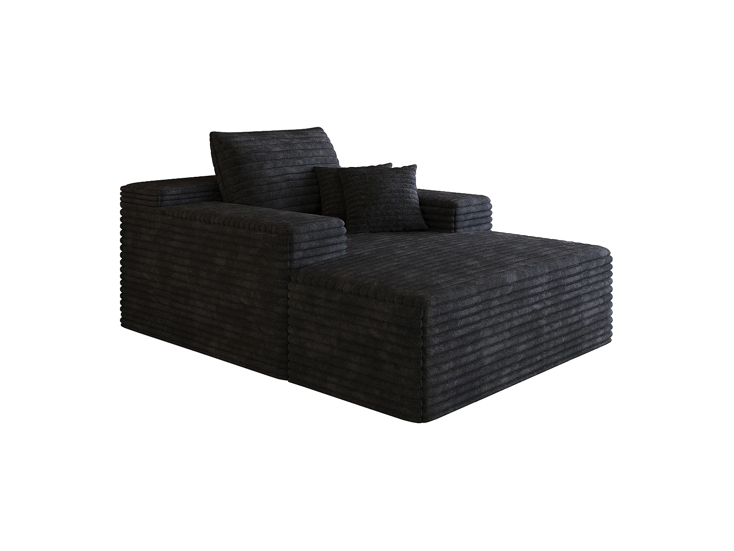 Méridienne simple en velours côtelé noir - Sans montage