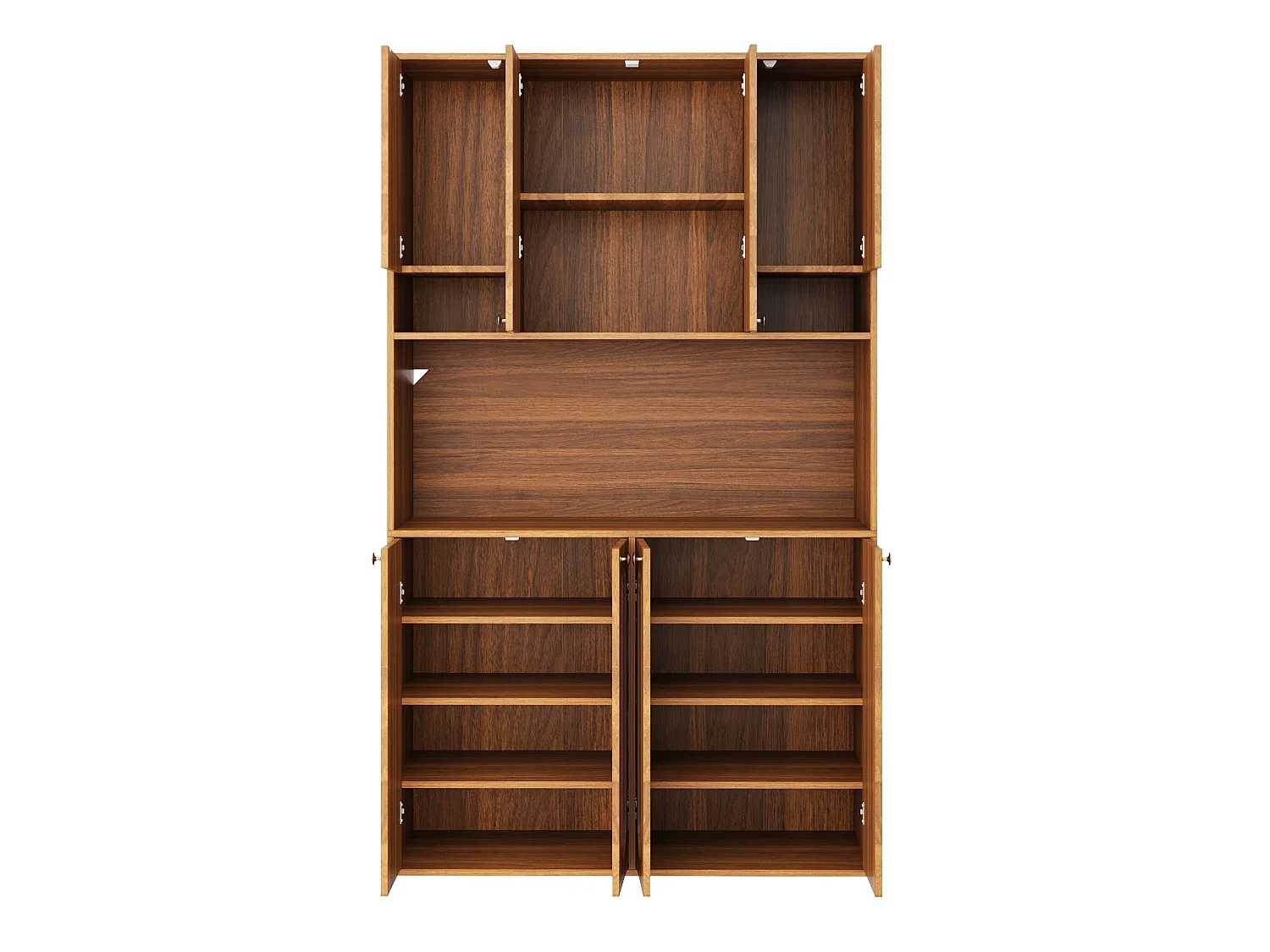 Buffet de cuisine avec 8 portes et LED - Rotin PE et MDF -Marron