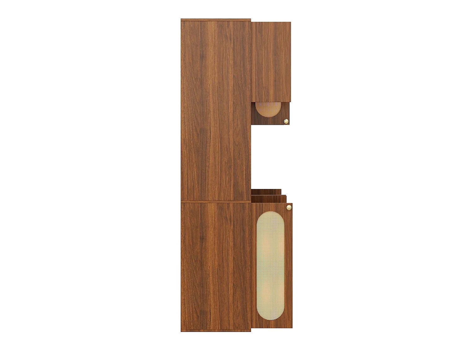 Buffet de cuisine avec 8 portes et LED - Rotin PE et MDF -Marron