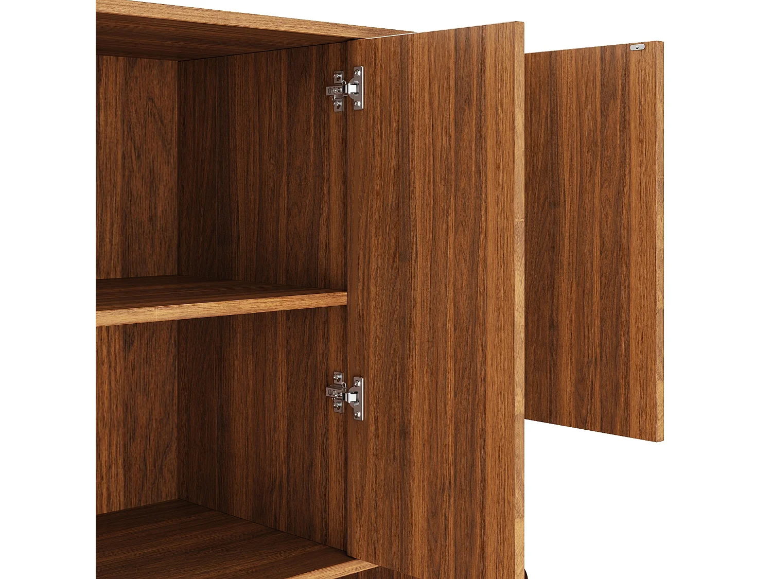 Buffet de cuisine avec 8 portes et LED - Rotin PE et MDF -Marron