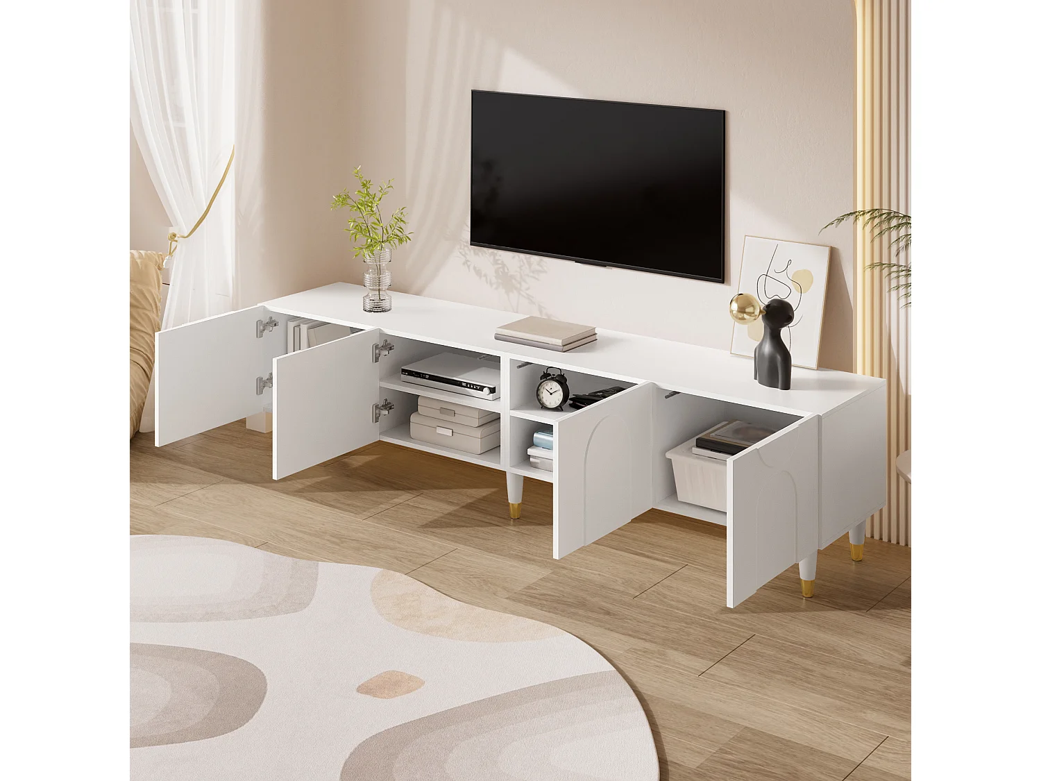 TV-meubel met 4 deuren - Wit 180 x 40 x 50 cm